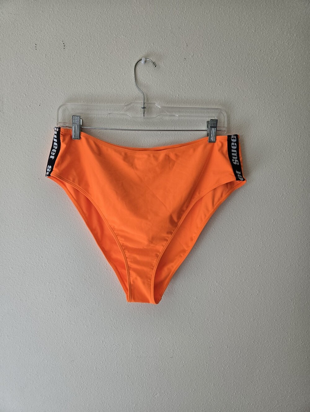 High-Waist Neon Orange Bikini Bottoms